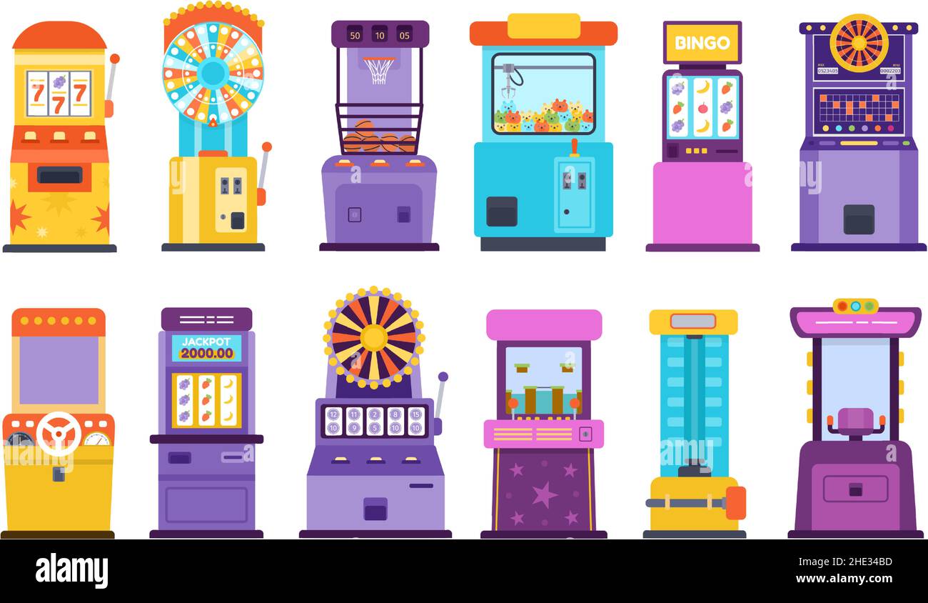 Cartoon casino gambling slot machines and fortune wheels. Racing arcade game, high striker and toy claw. Jackpot winning machine vector set Stock Vector Image & Art - Alamy Cartoon casino gambling slot machines and fortune wheels. Racing arcade game, high striker and toy claw. Jackpot winning machine vector set Stock Vector Image & Art - Alamy