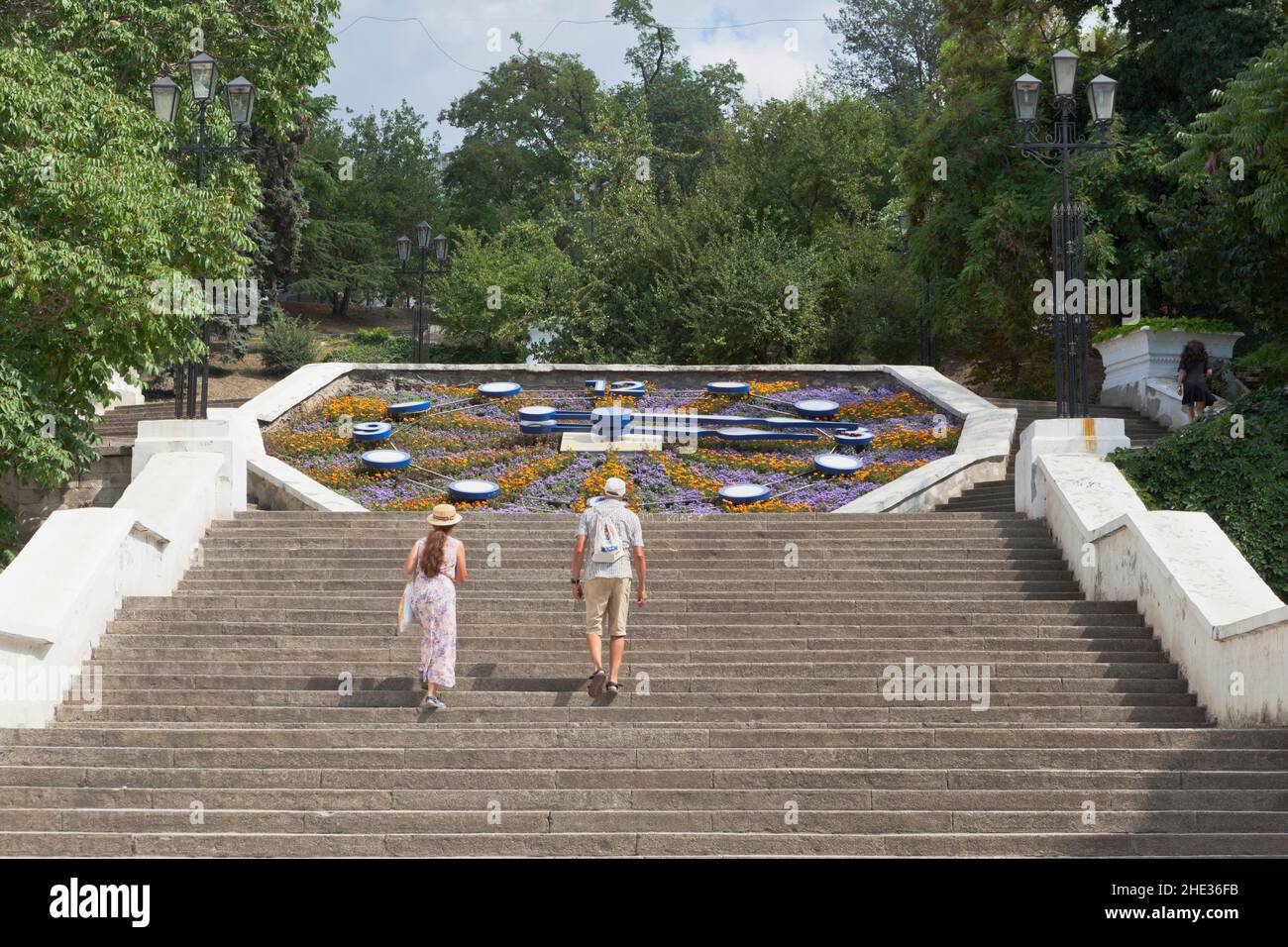 Sevastopol, Crimea, Russia - July 29, 2020: Sinop Stairs leading to the top of the Central City Hill in the city of Sevastopol, Crimea Stock Photo
