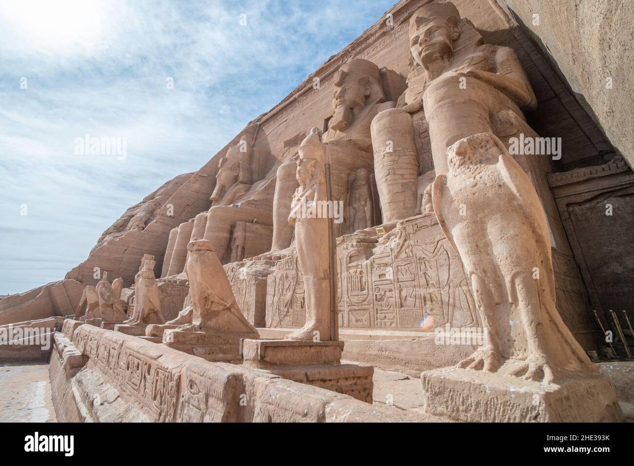 Great Temple of Ramesses II at Abu Simbel in Southern Egypt near the Border of Sudan. A UNESCO world heritage site, one of the Nubian monuments. Stock Photo