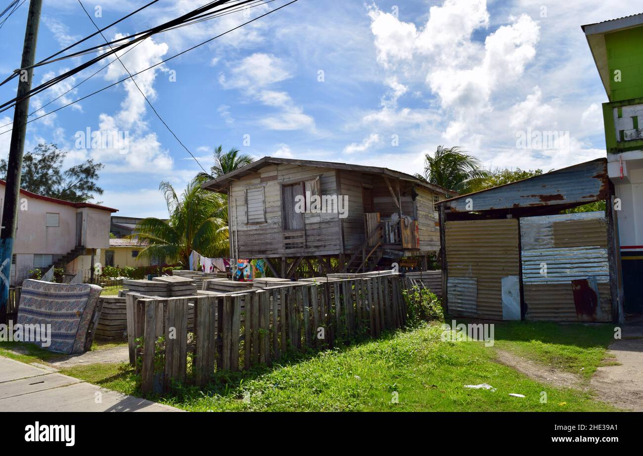 A dilapidated house in a povertystricken neighborhood of Belize City, Belize Stock Photo Alamy