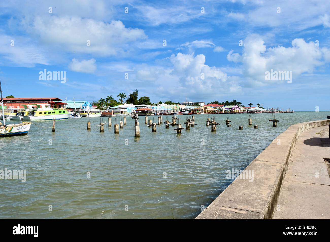 The entrance to the Belize City harbor Stock Photo