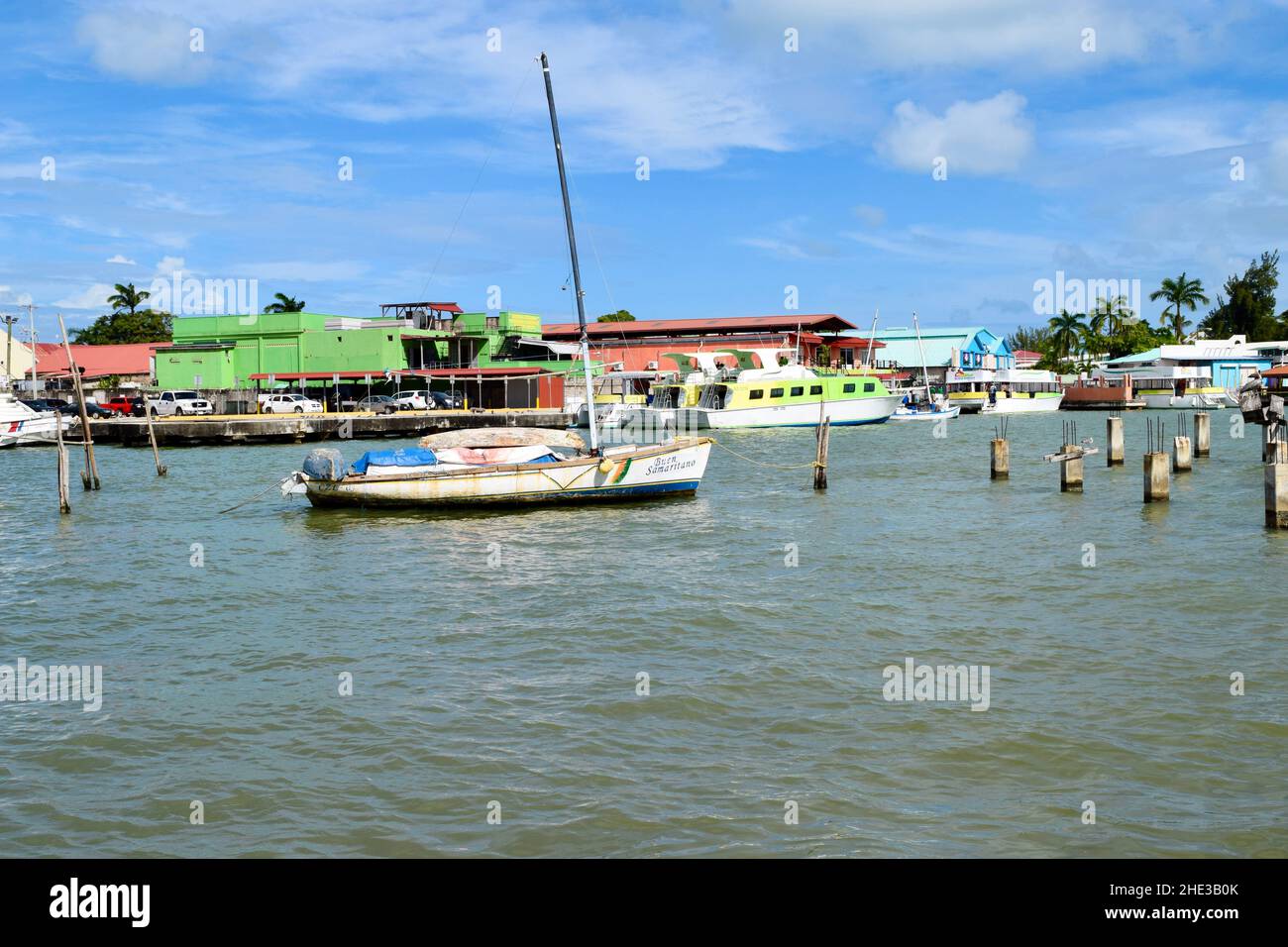 The San Pedro Ocean Ferry terminal at the Belize City harbor Stock Photo