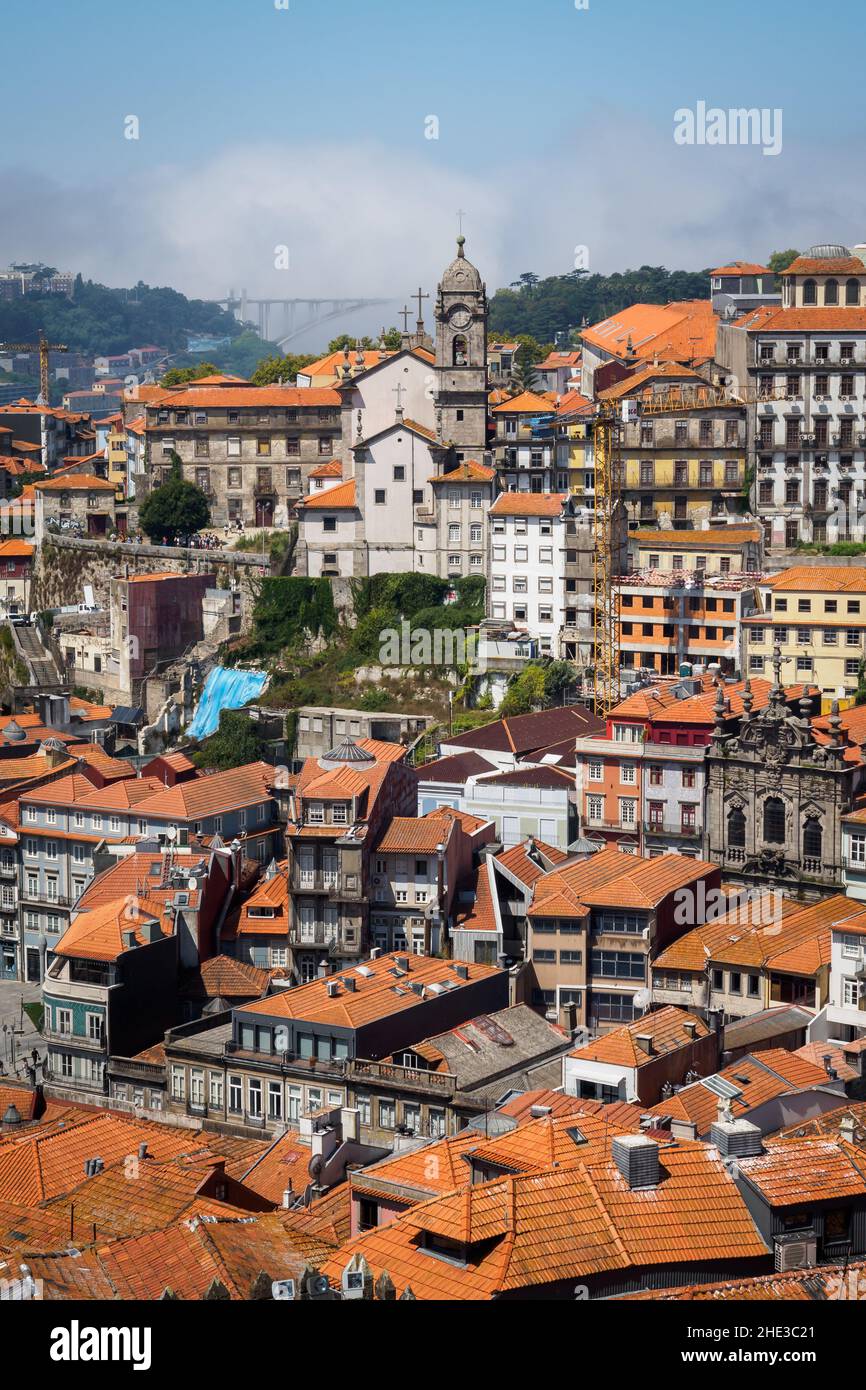 High view over the rooftops of the city of Porto, Portugal Stock Photo