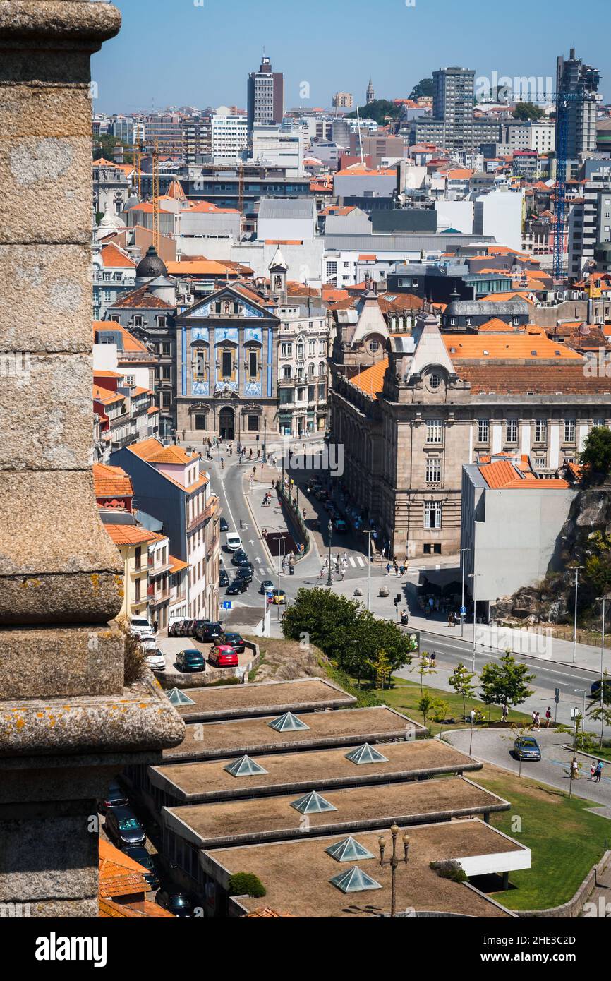 View over Porto from an elevated vantage point in summer, Portugal Stock Photo