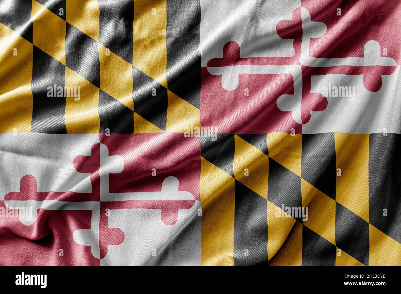 Waving detailed national US country state flag of Maryland Stock Photo ...