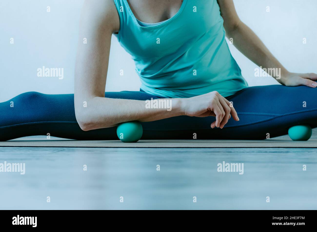 Forearm and hamstring muscles myofascial release with therapy massage