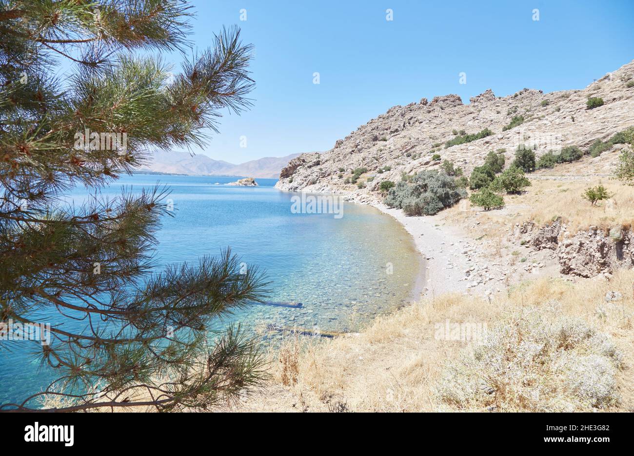 A view of the stunning Lake Van, the largest lake in Turkey Stock Photo ...