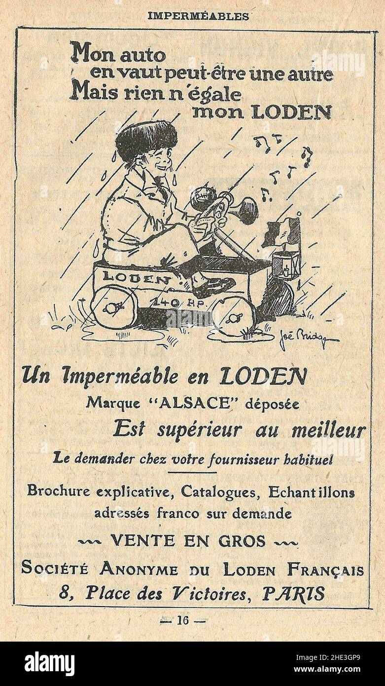 Réclame pour loden de 1921. Stock Photo