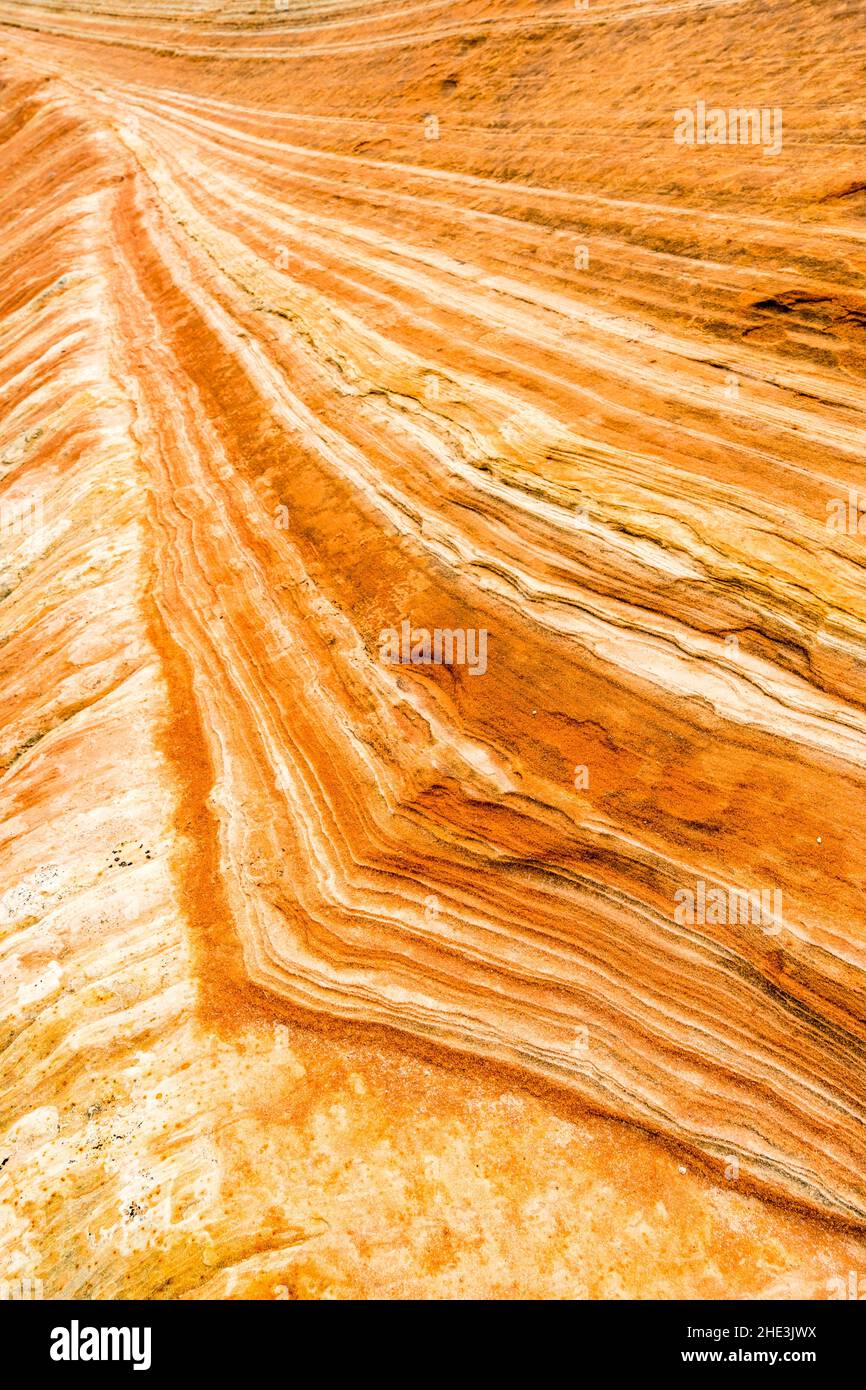 Rust and white rock stripes pattern at White Pocket area Vermilion Cliffs National Monument, Arizona Stock Photo