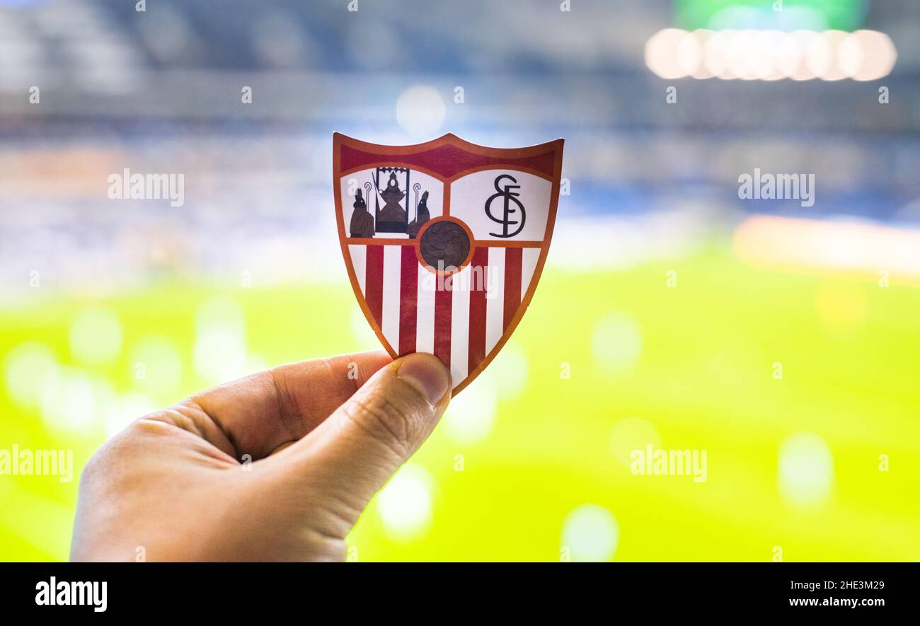 Coat of arms FC Sevilla, Sevilla, football club from Spain Stock Photo -  Alamy
