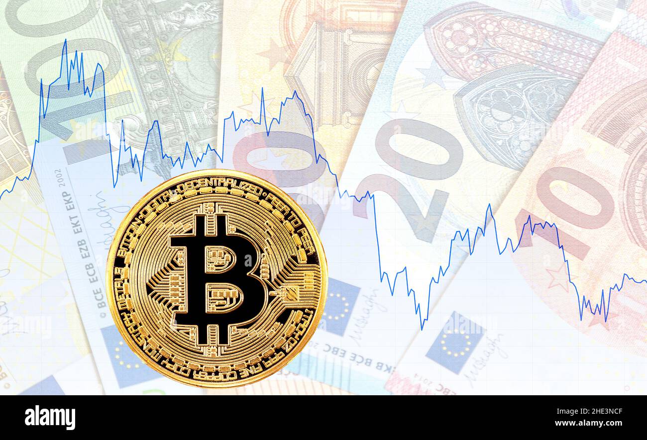Graph rate chart Bitcoin and Euro currency. Bitcoin, euro currency rate.  Business concept Stock Photo - Alamy