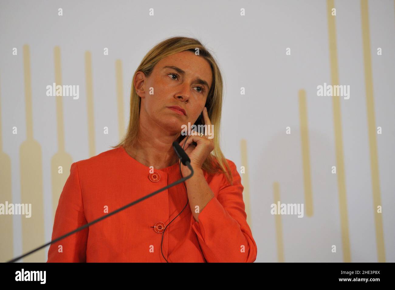 Vienna, Austria. August 27, 2015. Western Balkans Summit Vienna. with Federica Mogherini, High Representative for Foreign Affairs and Security Policy / Vice-President of the European Commission Stock Photo