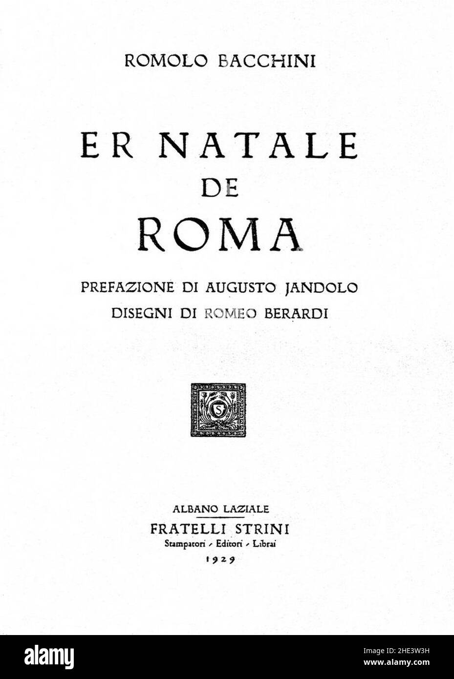Romolo Bacchini Er Natale del Roma Frontespizio Stock Photo Alamy