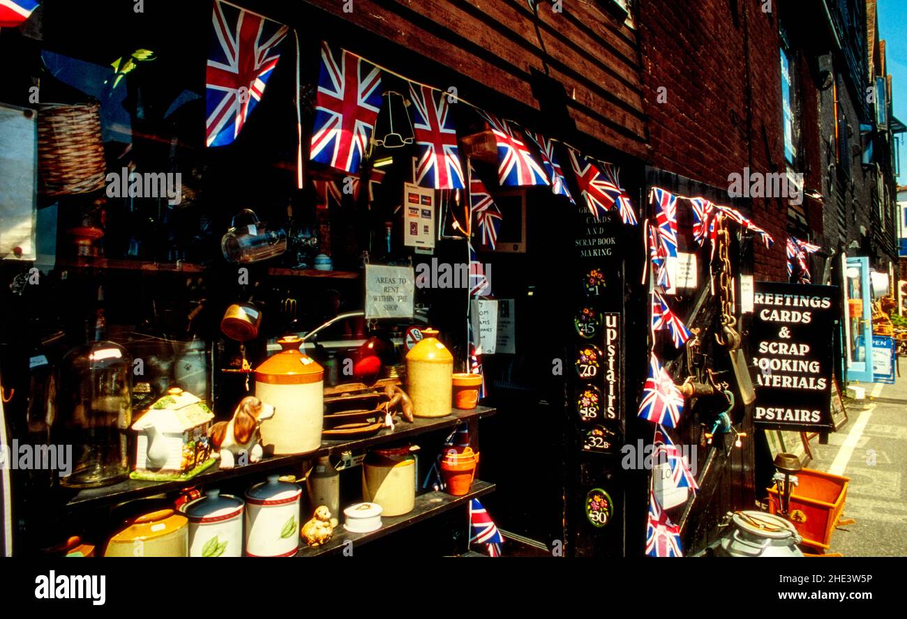 Closeup Rye shopfront showing general goods and wares, Rye, East Sussex, England Stock Photo