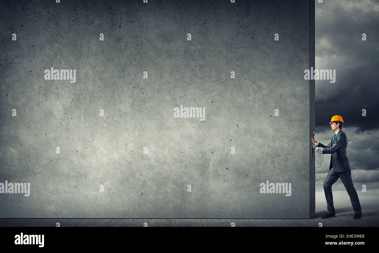 Contruction Paper Man Construction man and cement banner Stock Photo - Alamy