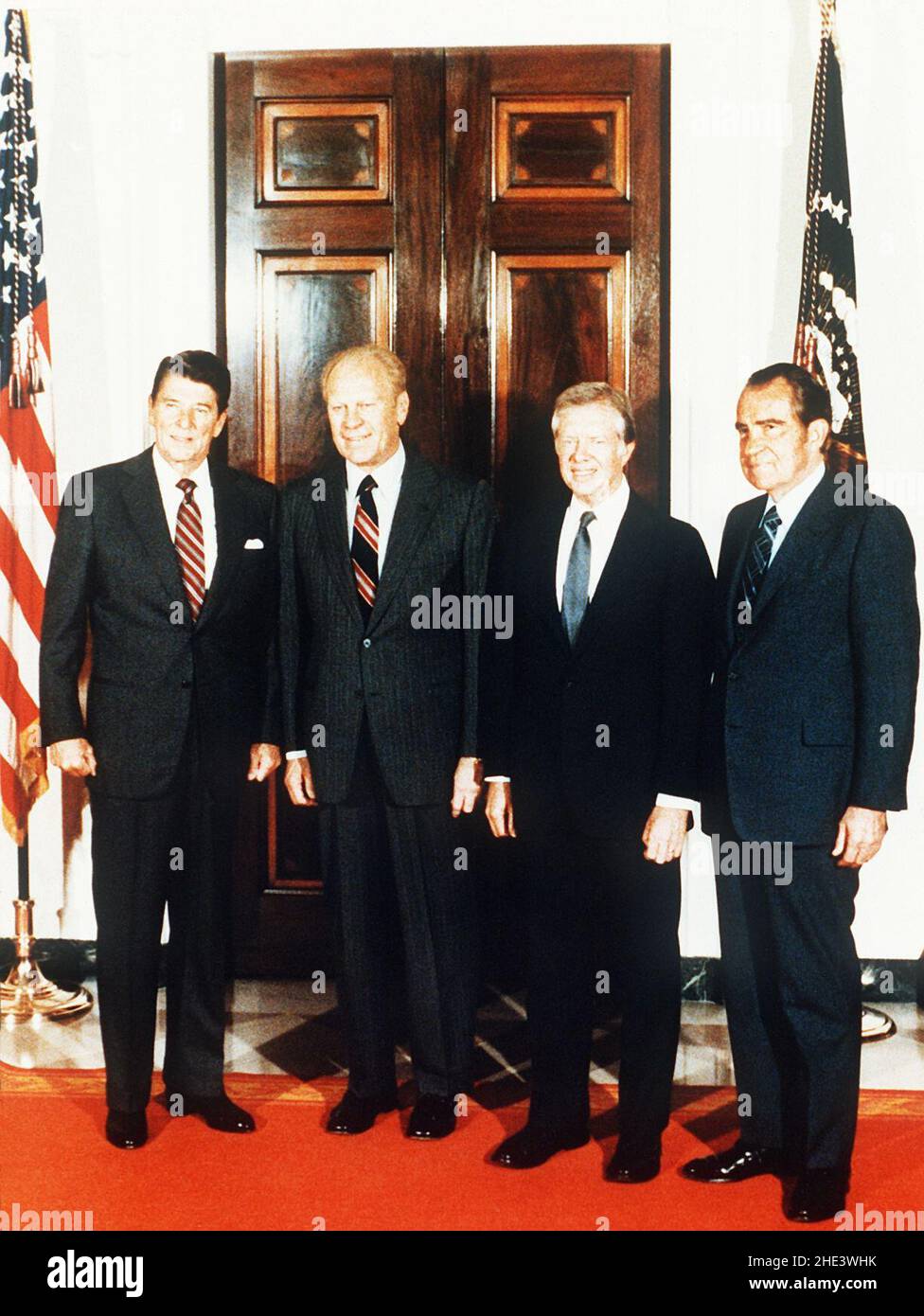 Ronald Reagan, Gerald Ford, Jimmy Carter, and Richard Nixon Stock Photo
