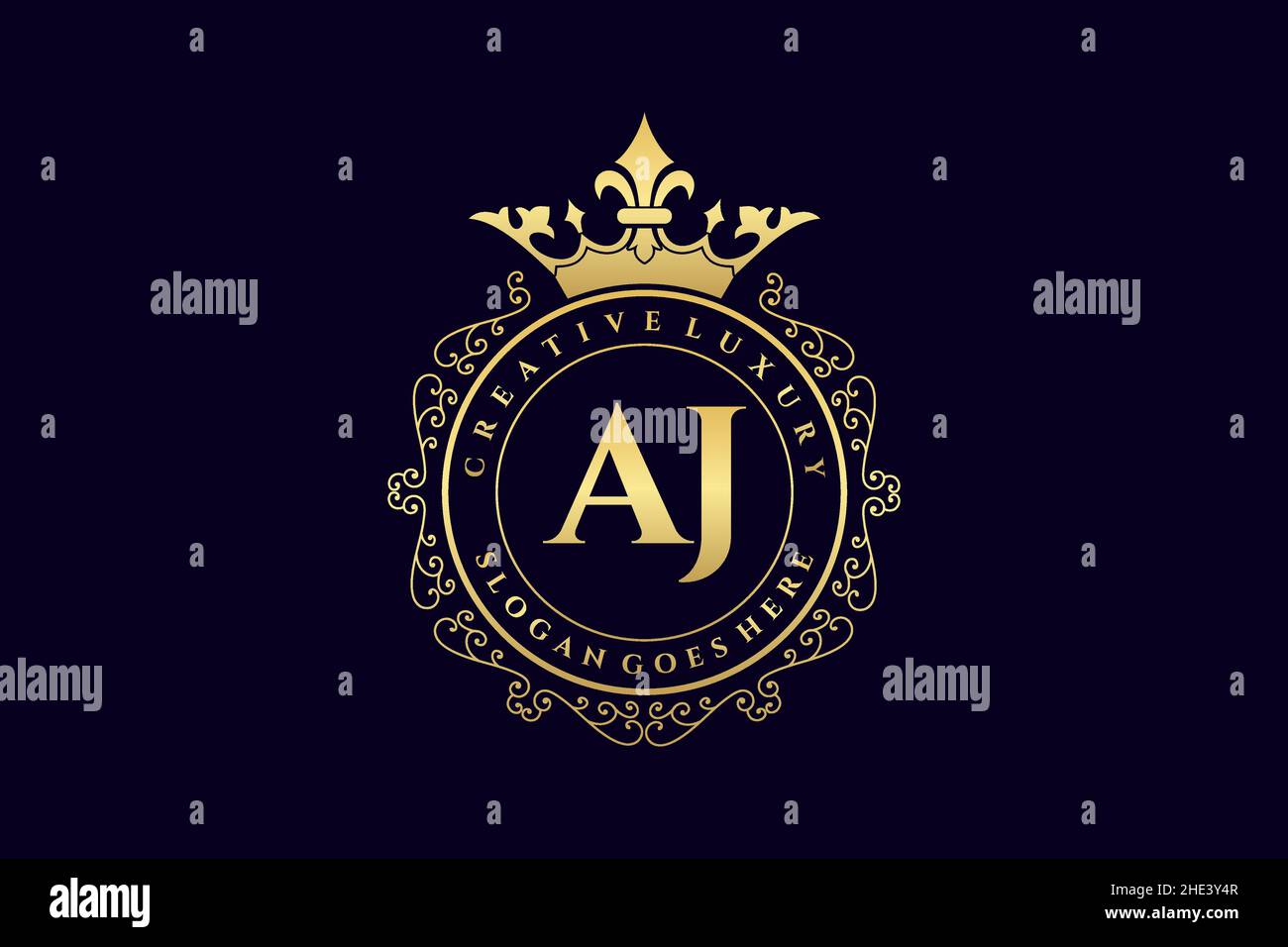 AJ Initial Letter Luxury calligraphic feminine floral hand drawn heraldic monogram antique vintage style luxury logo design Premium Stock Vector