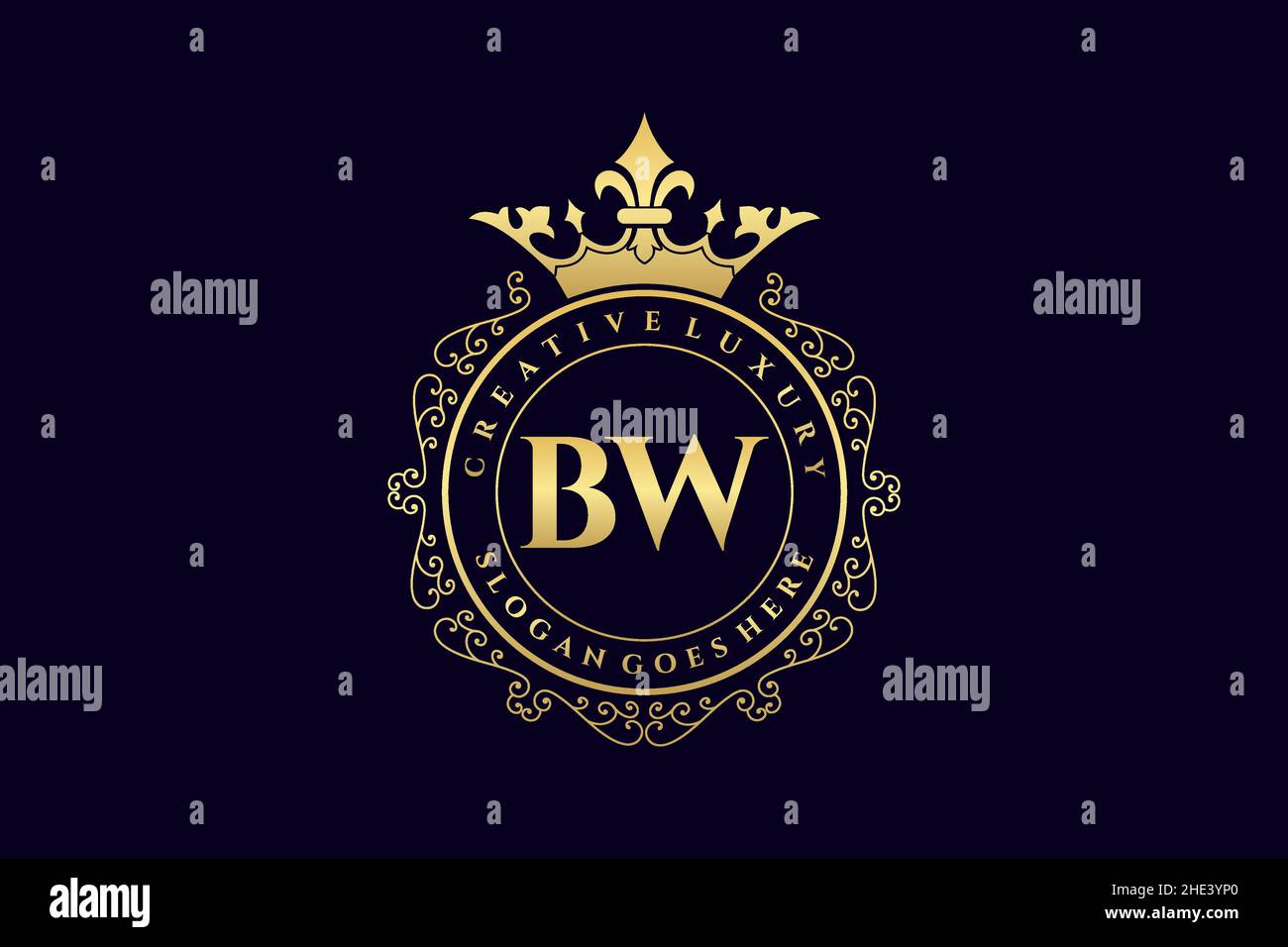 BW Initial Letter Luxury calligraphic feminine floral hand drawn heraldic monogram antique vintage style luxury logo design Premium Stock Vector