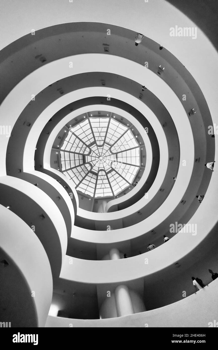 The Solomon R. Guggenheim Museum, interior entrance hall, looking up. Stock Photo
