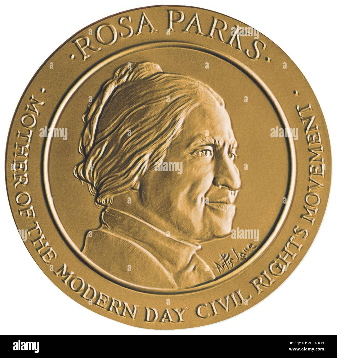 Rosa Parks Congressional Gold Medal 1999 obverse. Stock Photo