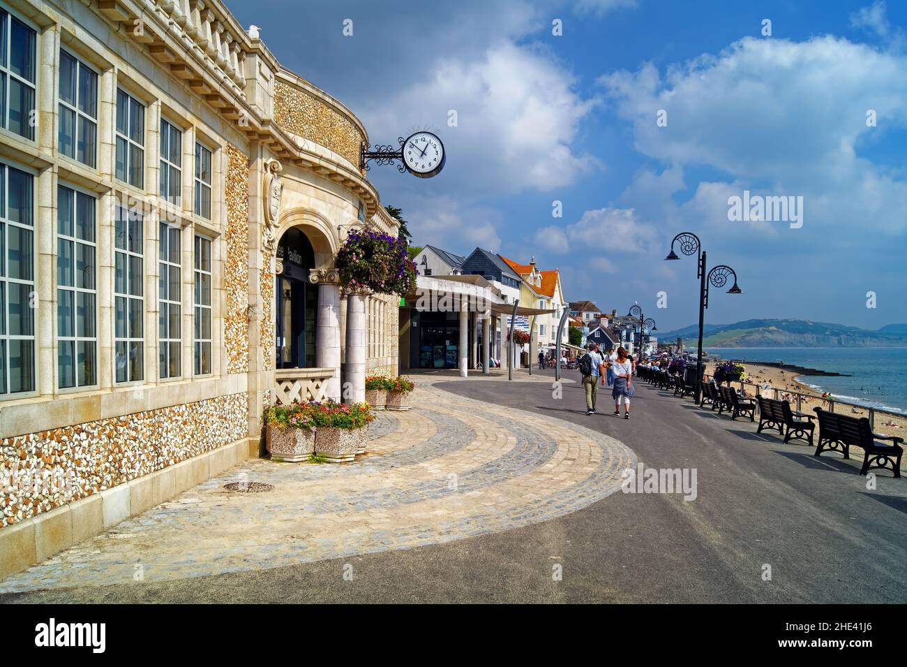 UK, Dorset, Lyme Regis, Jubilee Pavilion and Marine Parade looking East