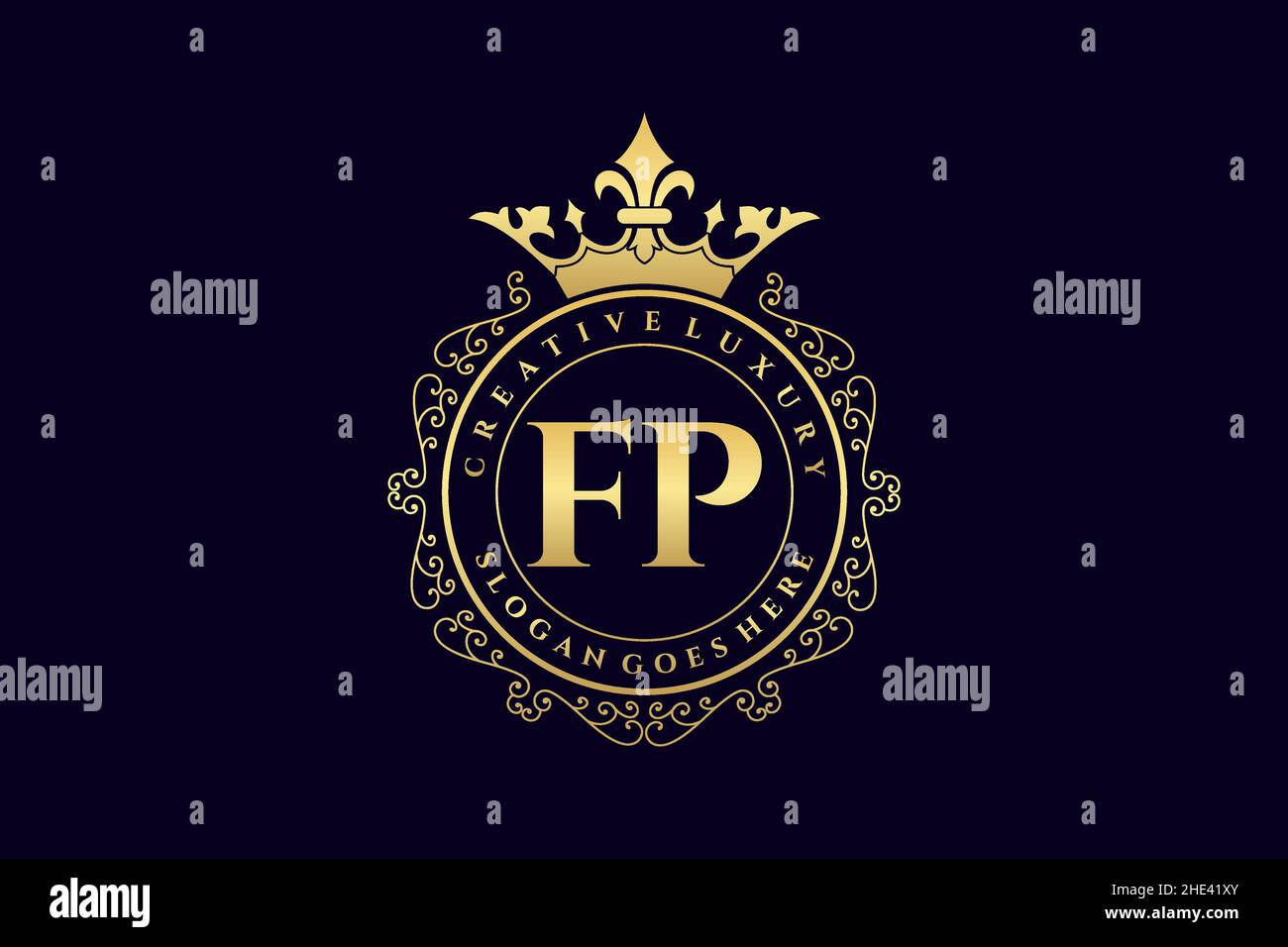 FP Initial Letter Luxury calligraphic feminine floral hand drawn heraldic monogram antique vintage style luxury logo design Premium Stock Vector