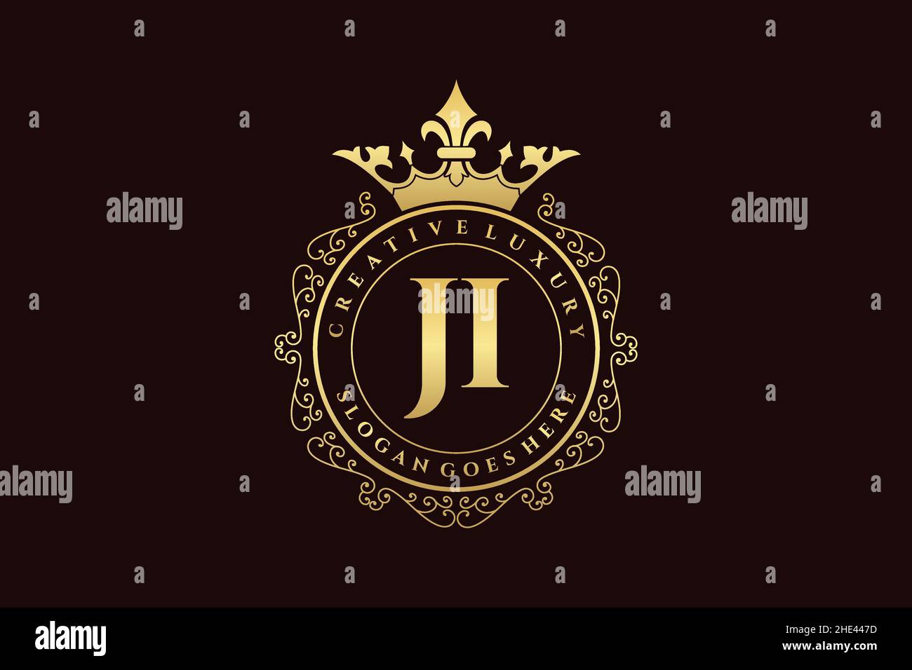 JI Initial Letter Luxury calligraphic feminine floral hand drawn heraldic monogram antique vintage style luxury logo design Premium Stock Vector