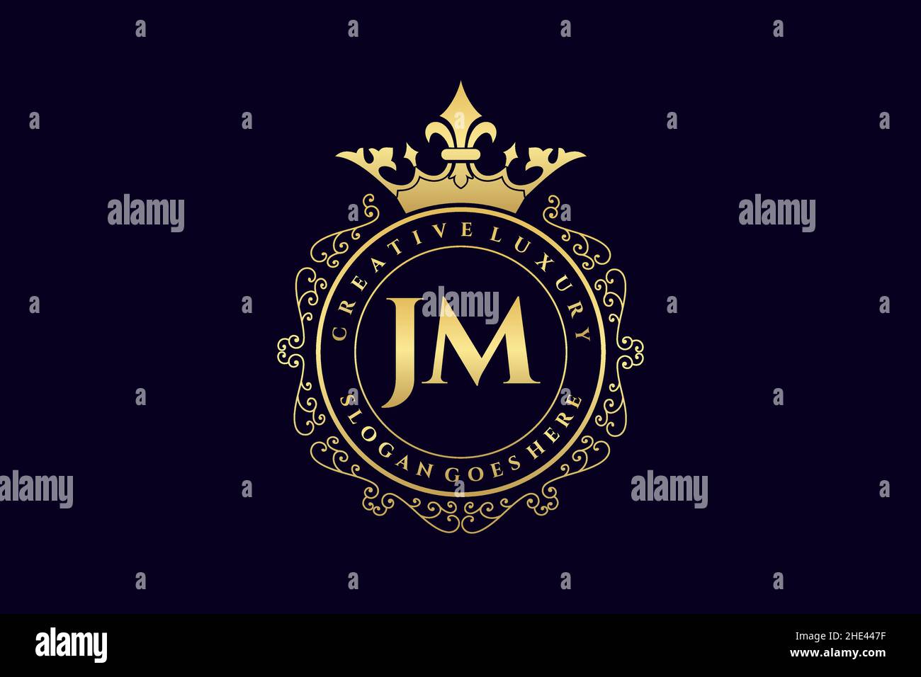 JM Initial Letter Luxury calligraphic feminine floral hand drawn ...