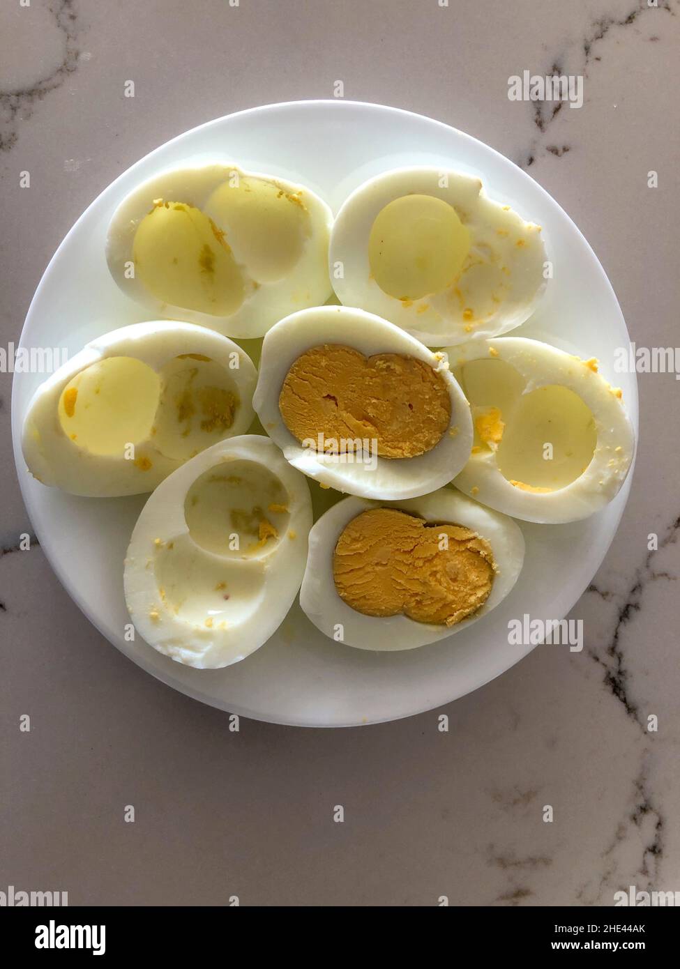 double yolk hard boiled eggs Stock Photo Alamy