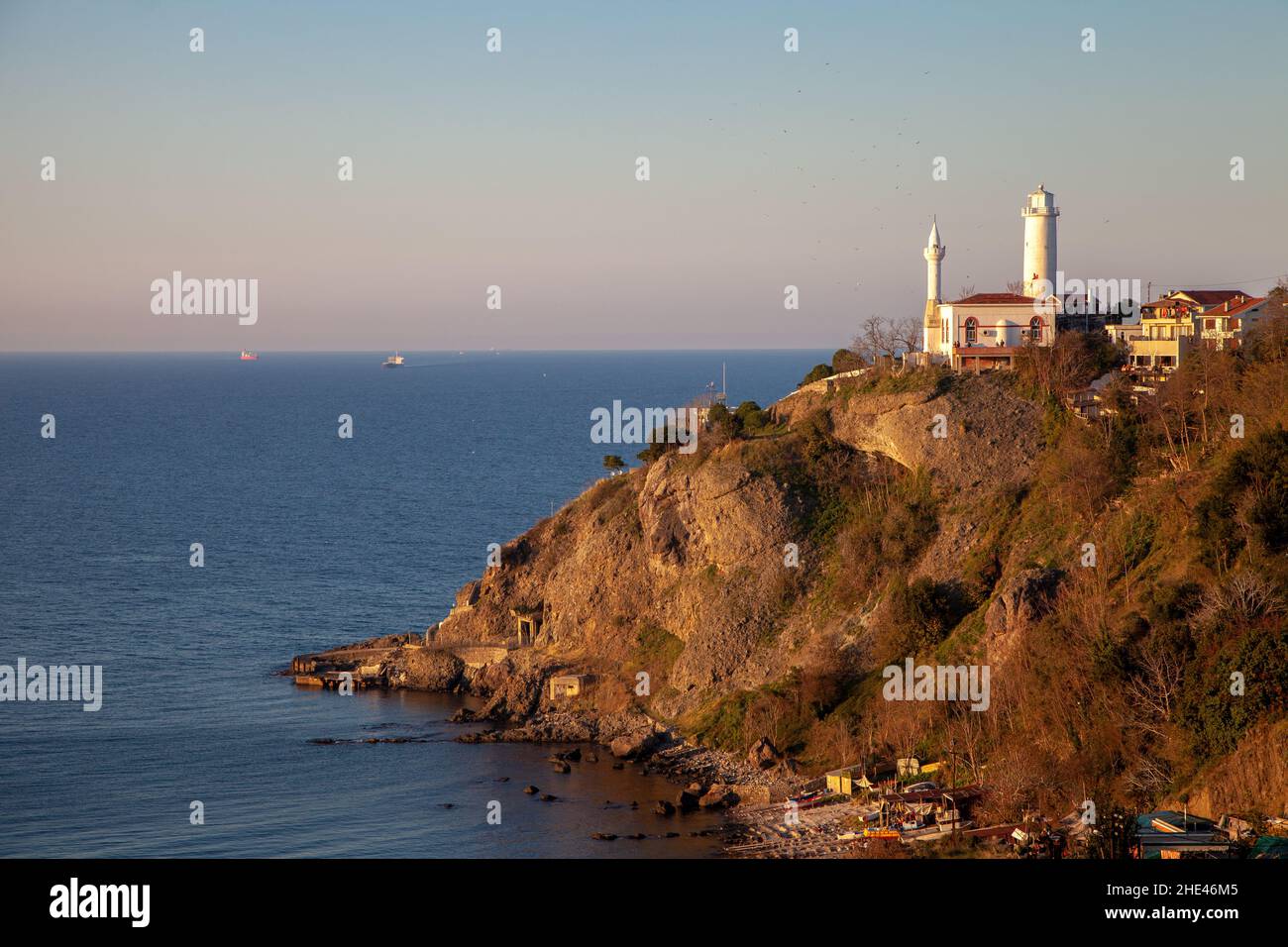 Beykoz,Istanbul,Turkey Black sea view with Anatolian fortress lighthouse Stock Photo