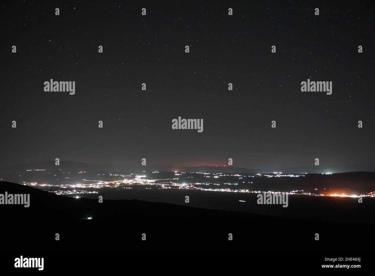A beautiful night view of the city with buildings Stock Photo