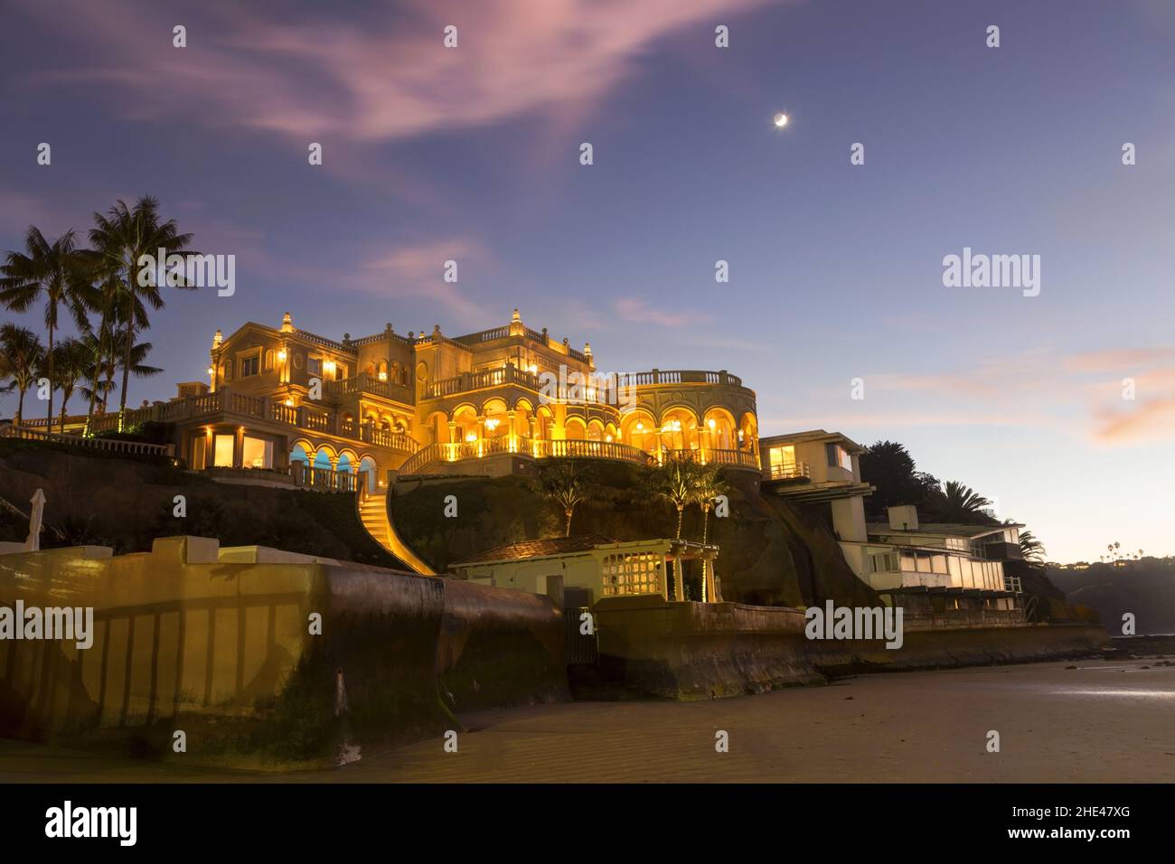 Villa Pelagia, Luxury Waterfront Mansion Castle Building Exterior. Los