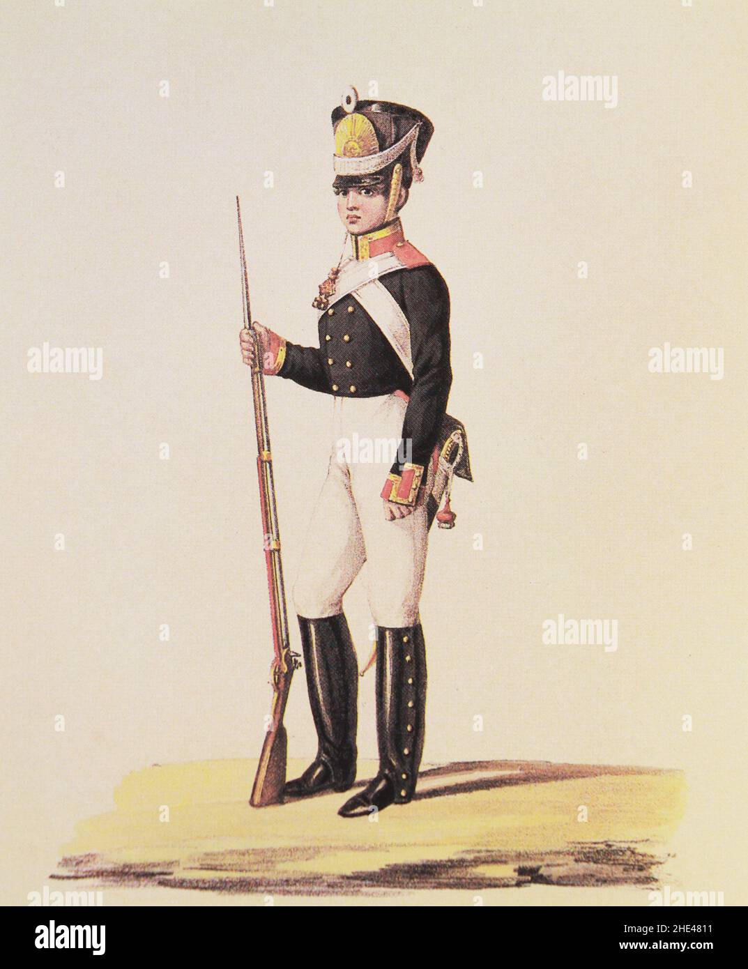 Cadet non-commissioned officer of the 1st Cadet Corps of the Russian Empire in 1817-1822. Stock Photo