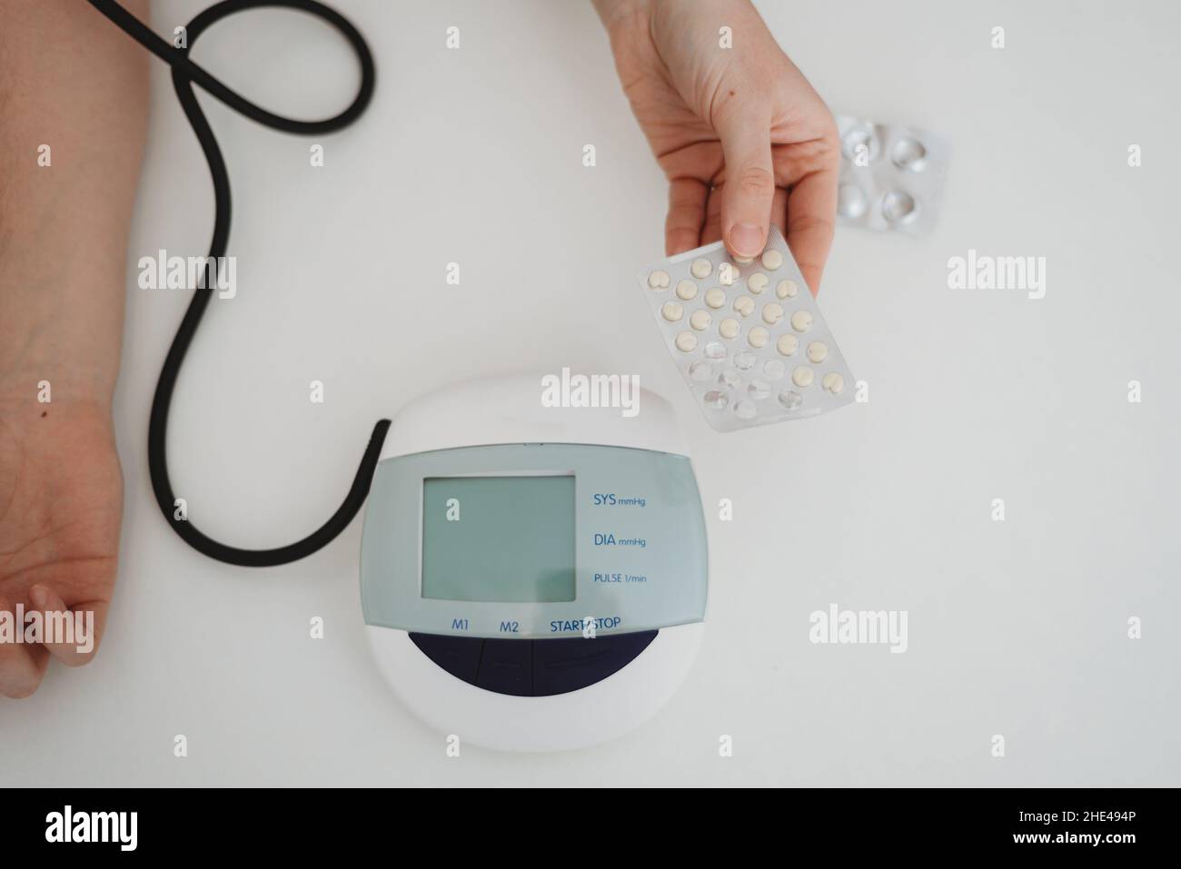 digital sphygmomanometer, medical device for measuring blood pressure Stock Photo