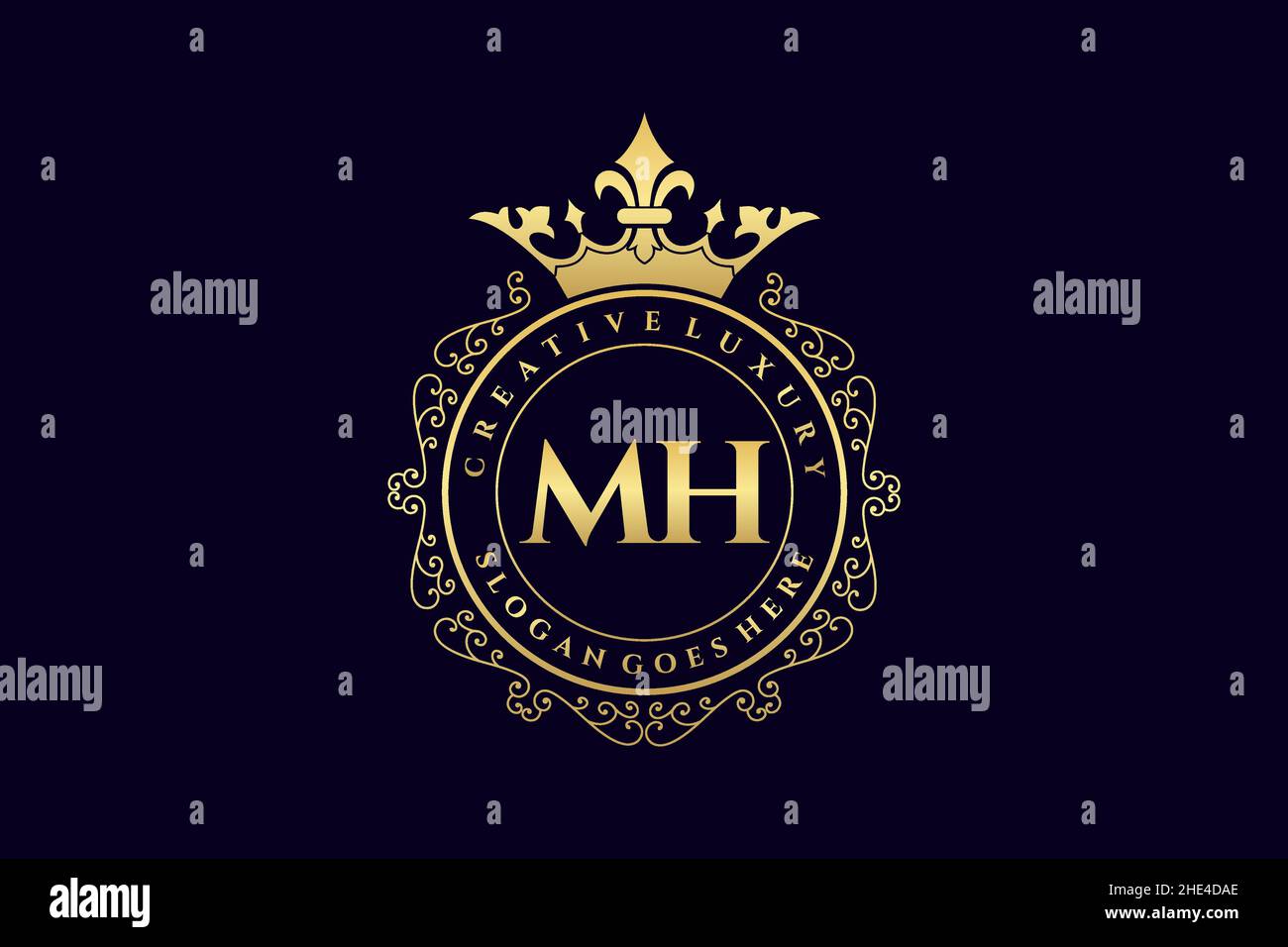 MH Initial Letter Luxury calligraphic feminine floral hand drawn heraldic monogram antique vintage style luxury logo design Premium Stock Vector