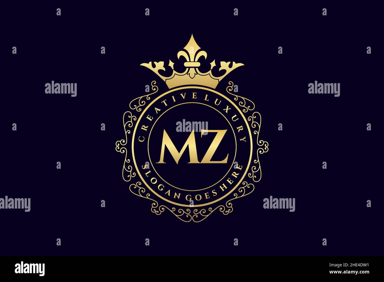 MZ Initial Letter Luxury calligraphic feminine floral hand drawn heraldic monogram antique vintage style luxury logo design Premium Stock Vector