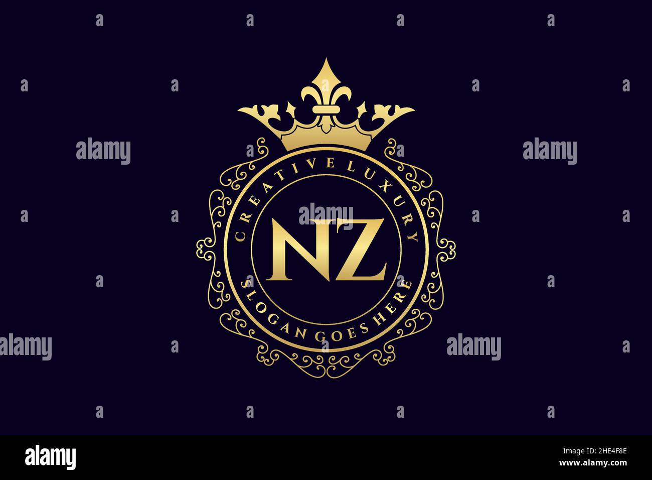 NZ Initial Letter Luxury calligraphic feminine floral hand drawn heraldic monogram antique vintage style luxury logo design Premium Stock Vector