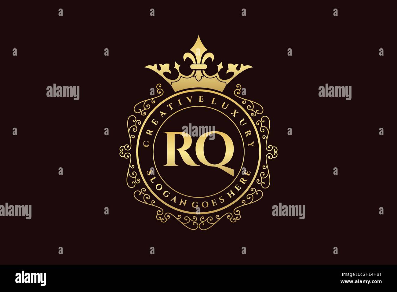 RQ Initial Letter Luxury calligraphic feminine floral hand drawn ...