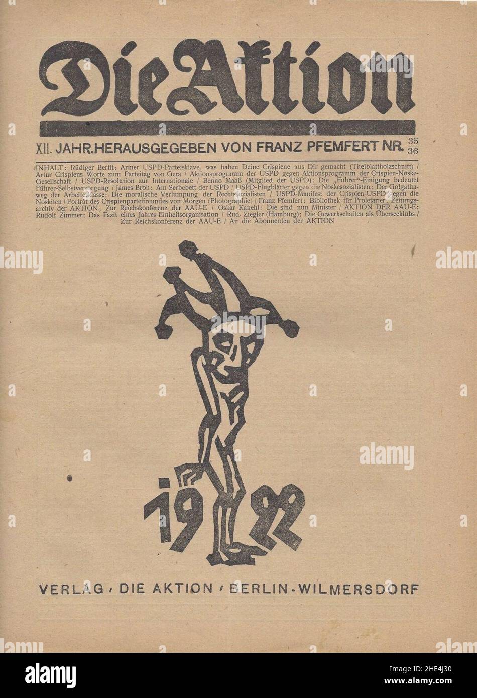 Rüdiger Berlit - Armer USPD-Parteisklave - Die Aktion, 1922. Stock Photo