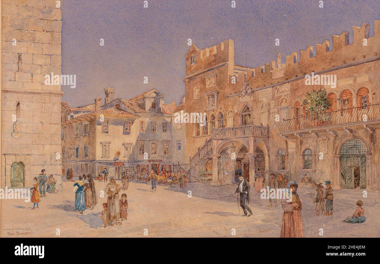 Rudolf Bernt - The main square of Koper with the Praetorian Palace ...