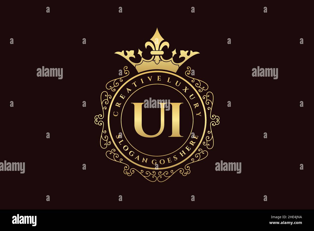 UI Initial Letter Luxury calligraphic feminine floral hand drawn heraldic monogram antique vintage style luxury logo design Premium Stock Vector