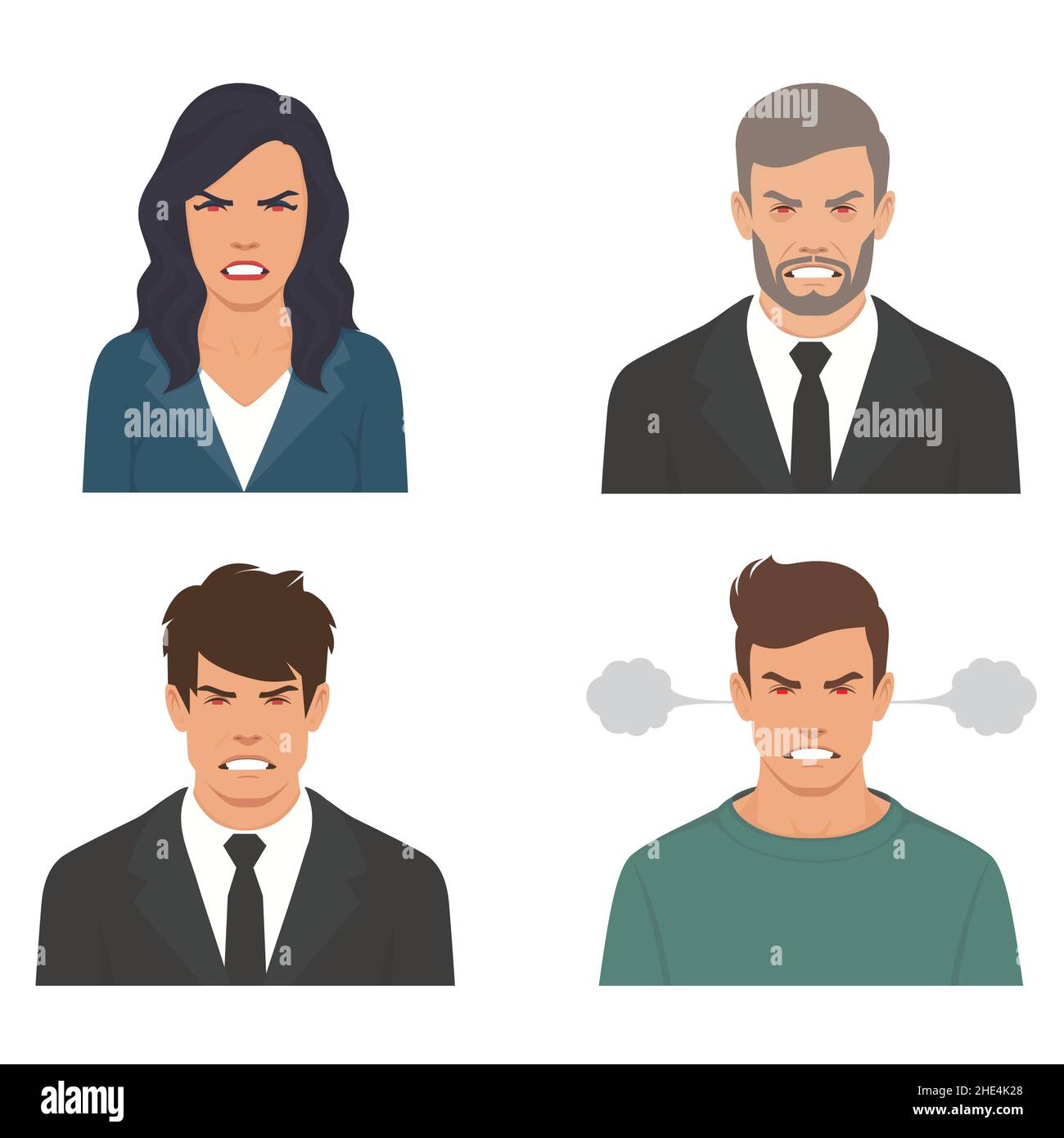 Anger. The evil man and woman expresses his negative emotions. Vector illustration in cartoon style Stock Vector