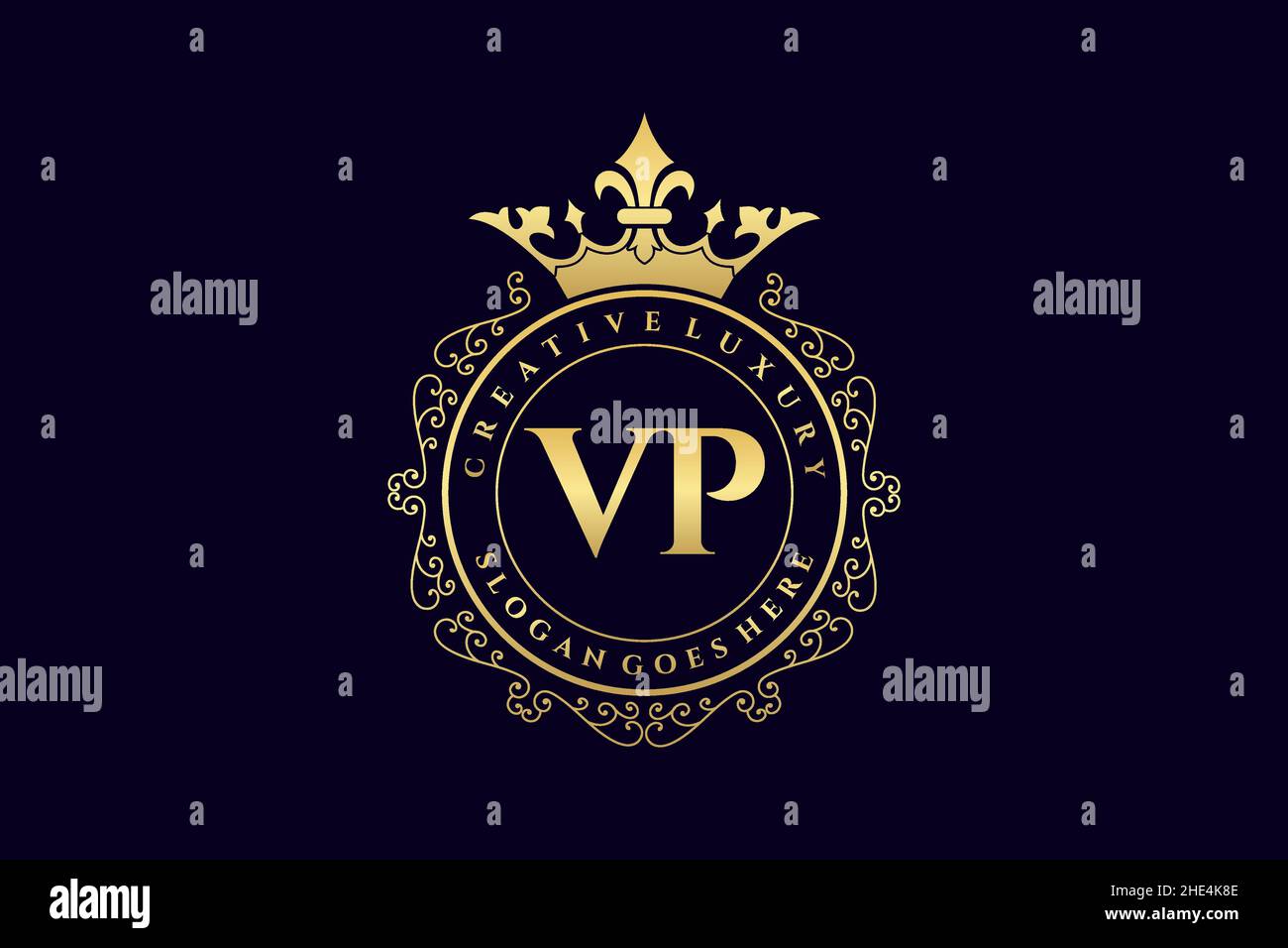 VP Initial Letter Luxury calligraphic feminine floral hand drawn heraldic monogram antique vintage style luxury logo design Premium Stock Vector