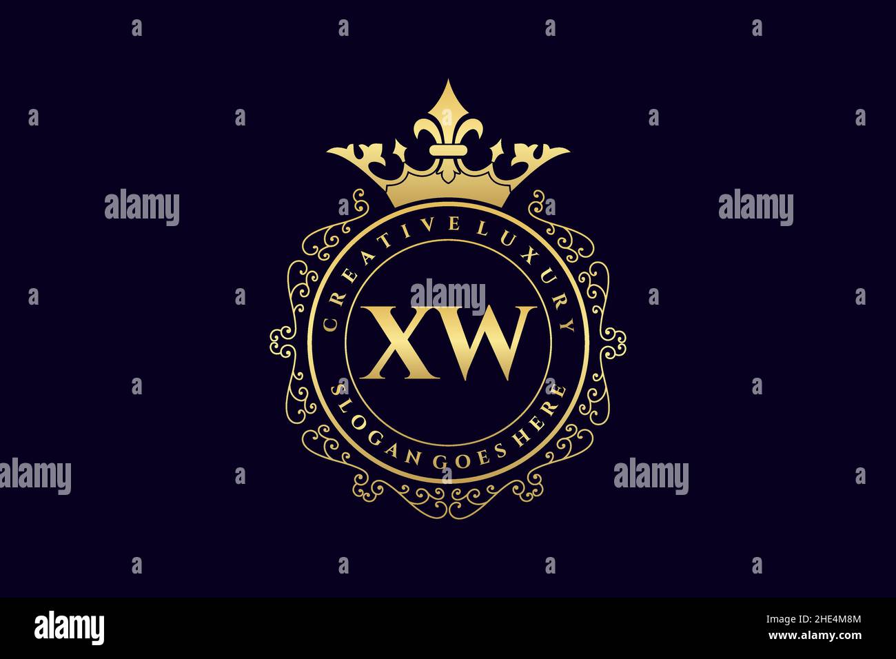 XW Initial Letter Luxury calligraphic feminine floral hand drawn heraldic monogram antique vintage style luxury logo design Premium Stock Vector