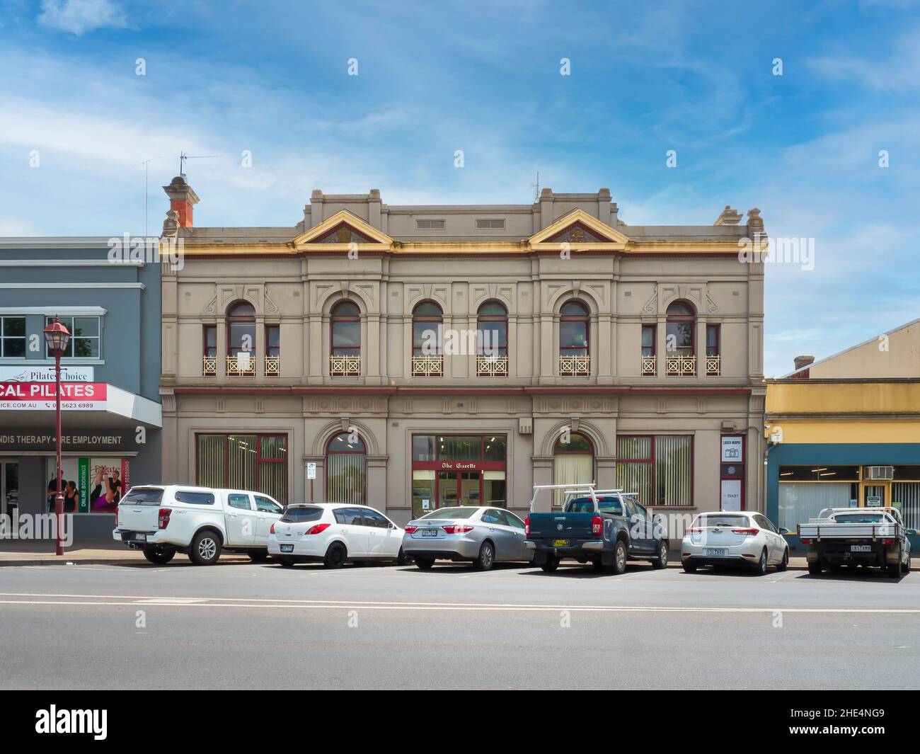 Front view of The Gazette building, a regional newspaper in Warragul. Queen Street. January 4, 2022 - Gippsland, Victoria, Australia. Stock Photo