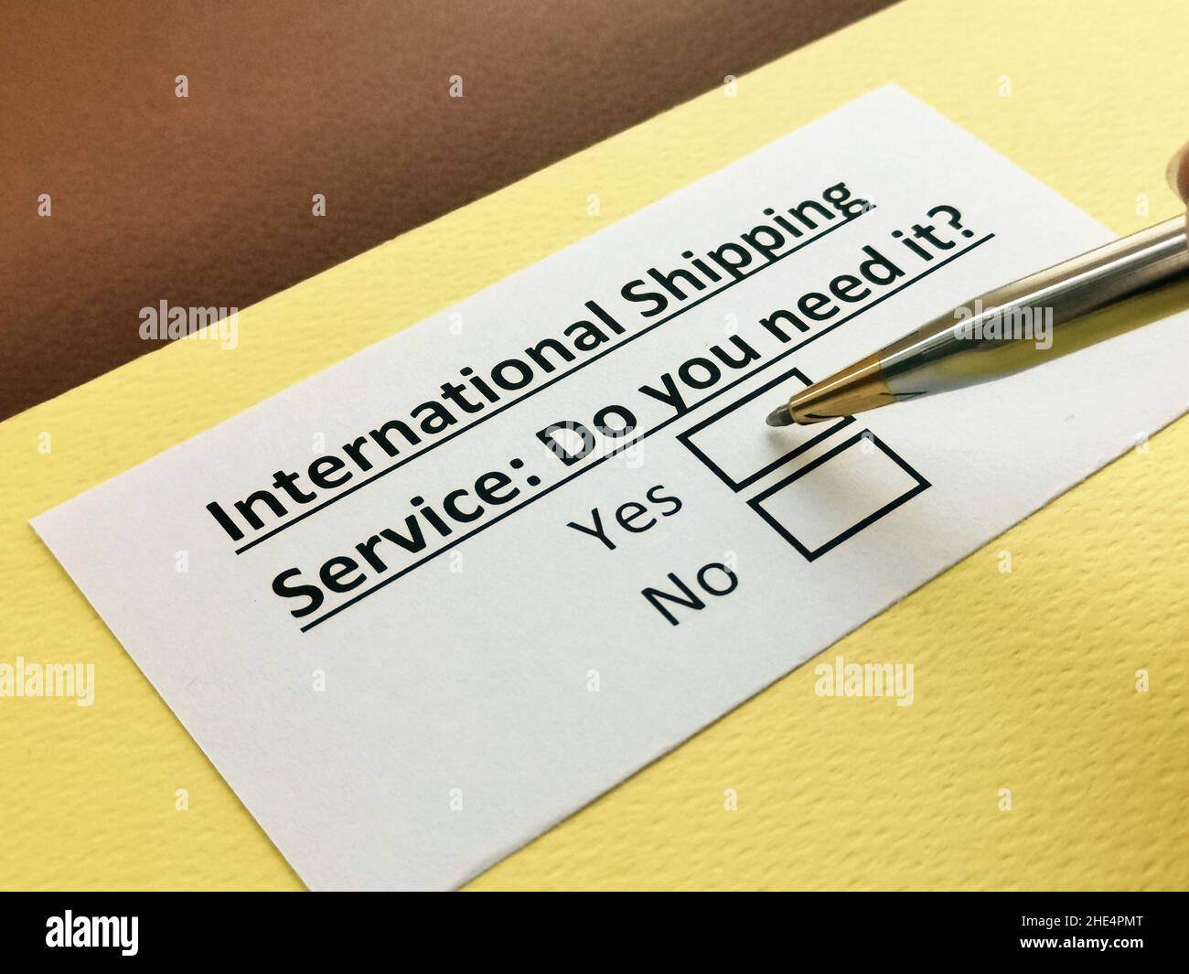 One person is answering question about international shipping Stock ...