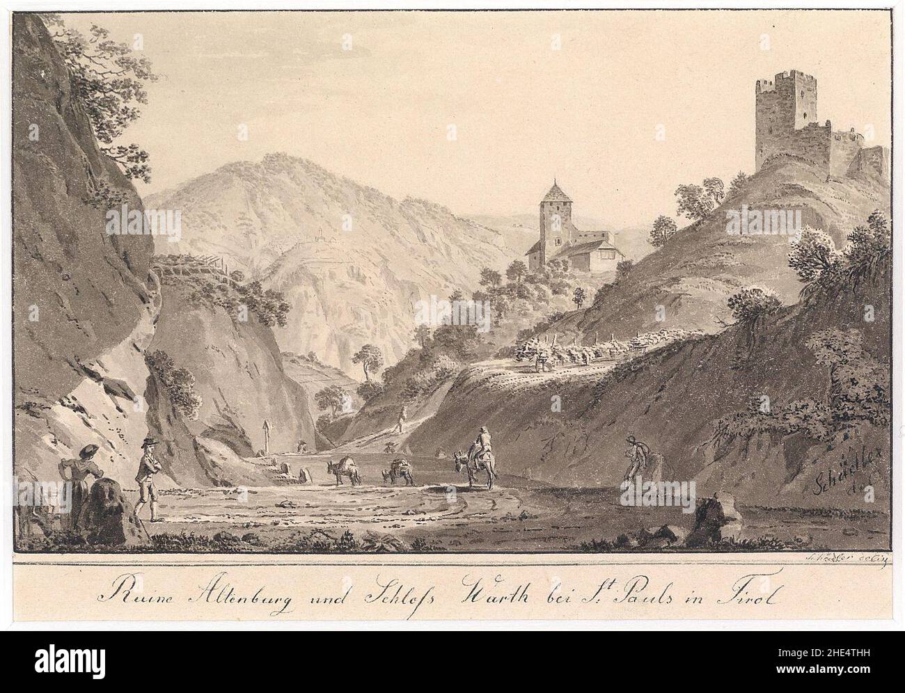 Ruine Altenburg und Burg Warth bei St Pauls in Südtirol. Stock Photo