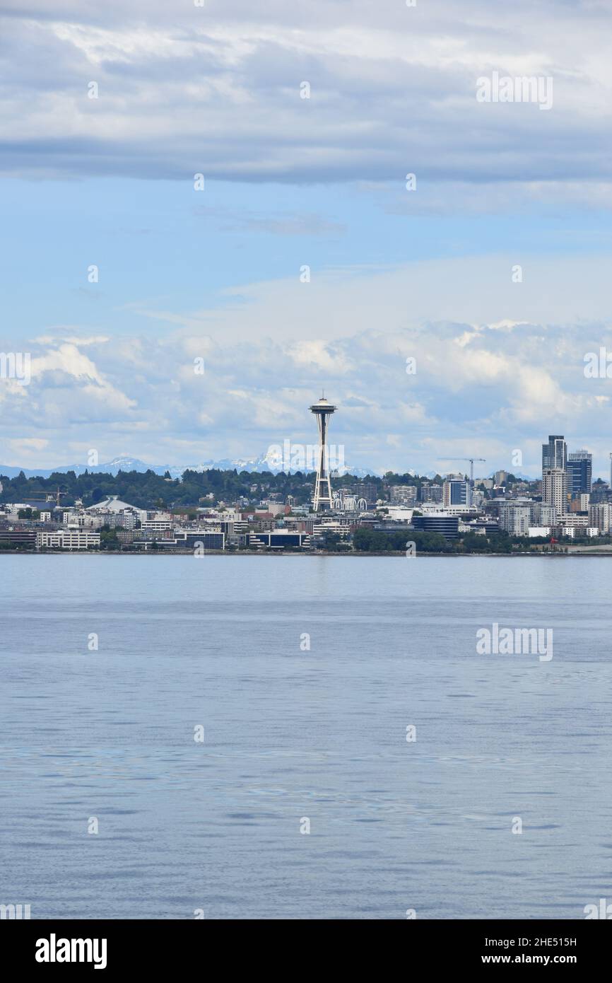 The Seattle Skyline seen across Elliot Bay in Puget Sound, Washington ...