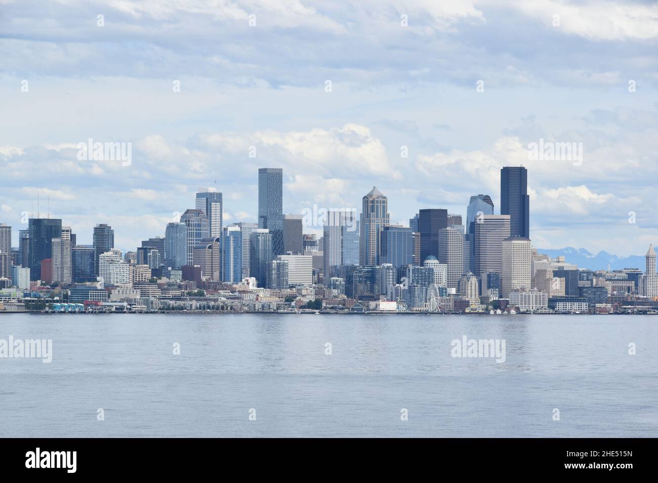 The Seattle Skyline seen across Elliot Bay in Puget Sound, Washington ...