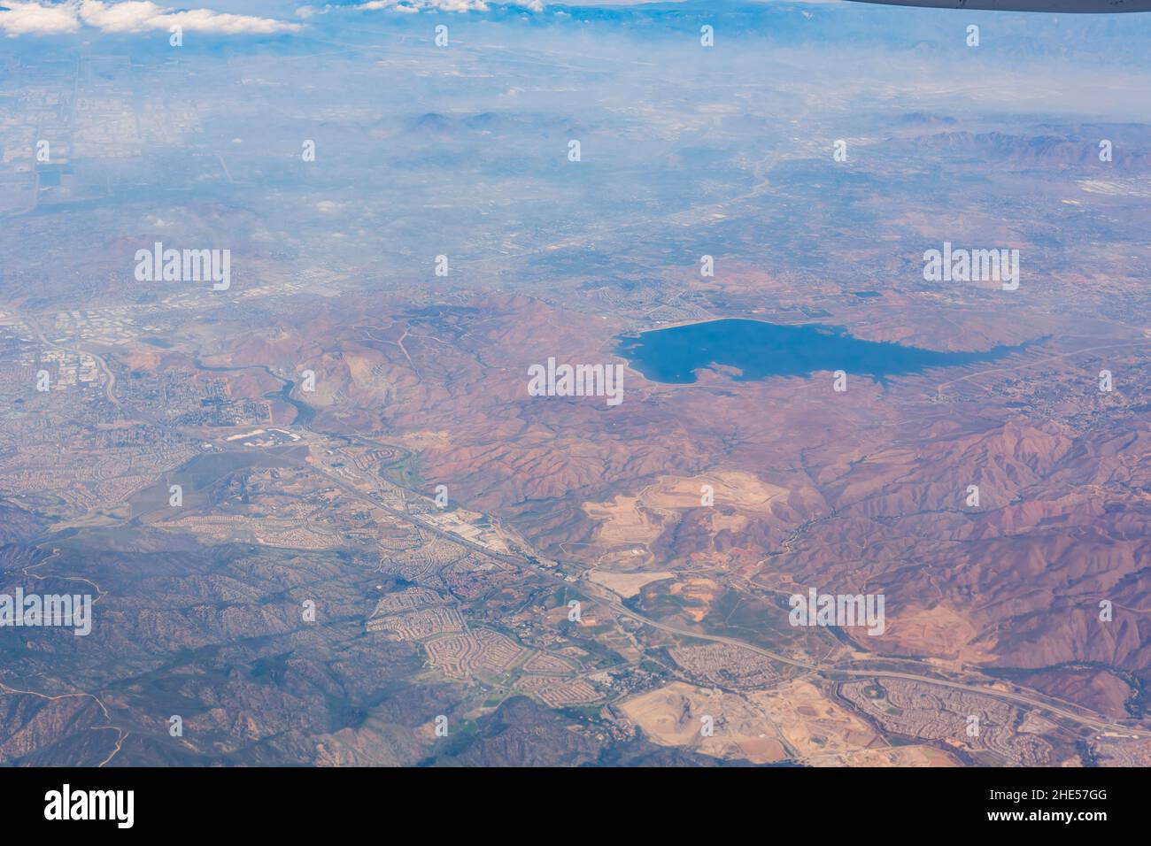 Aerial view of Lake Mathews and mountains, California Stock Photo Alamy